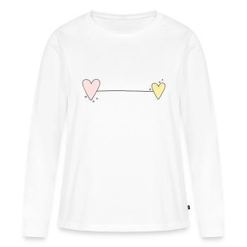 Ligne du cœur horizontale - T-shirt manches longues Premium bio Femme - blanc - Devant - Julia (174cm)