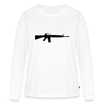 Pistole Gewehr Waffe Militär m16 - Frauen Premium Bio Langarmshirt - Weiß - Vorne - Julia (174cm)