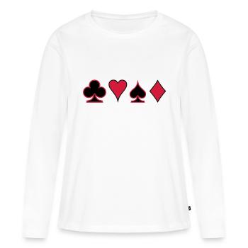 Poker Deck Dealer Trumpf Spielkarten Skat Canasta - Frauen Premium Bio Langarmshirt - Weiß - Vorne - Julia (174cm)