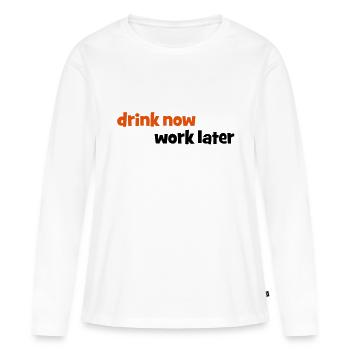 trinken - Frauen Premium Bio Langarmshirt - Weiß - Vorne - Julia (174cm)