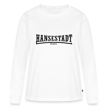 Hansestadt Line Wismar - Frauen Premium Bio Langarmshirt - Weiß - Vorne - Julia (174cm)