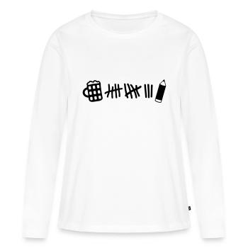 Striche - Bier Stift - Frauen Premium Bio Langarmshirt - Weiß - Vorne - Julia (174cm)
