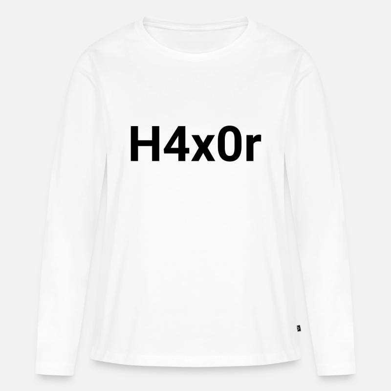 H4x0r | Hacker Design 2.0 - Frauen Premium Bio Langarmshirt - Weiß