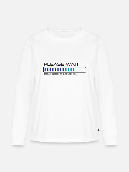 spruch_brain_exe_2 - Frauen Premium Bio Langarmshirt - Weiß