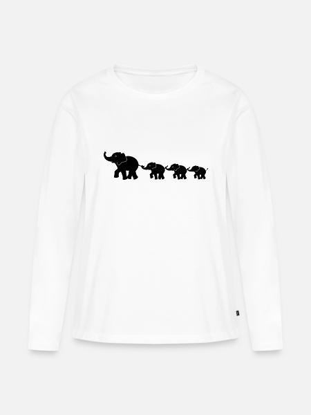 Elephanten Familie - Frauen Premium Bio Langarmshirt - Weiß