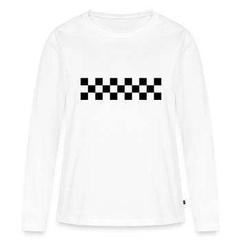 conception de drapeau à damier - T-shirt manches longues Premium bio Femme - blanc - Devant - Julia (174cm)