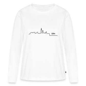 ulm horizon - T-shirt manches longues Premium bio Femme - blanc - Devant - Julia (174cm)