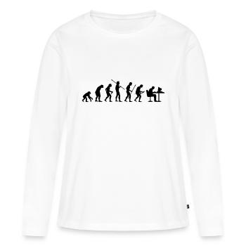 Evolution - Frauen Premium Bio Langarmshirt - Weiß - Vorne - Julia (174cm)