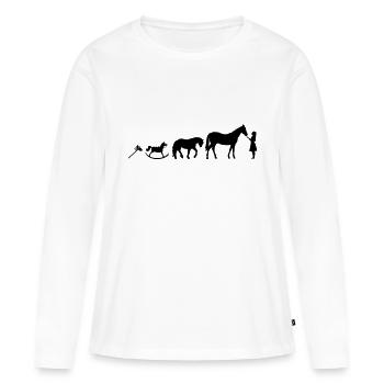 Evolution Pferdemädchen - Farbwechsel - Frauen Premium Bio Langarmshirt - Weiß - Vorne - Julia (174cm)