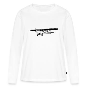 Piper Cub - T-shirt manches longues Premium bio Femme - blanc - Devant - Julia (174cm)