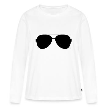 Sonnenbrille - Frauen Premium Bio Langarmshirt - Weiß - Vorne - Julia (174cm)