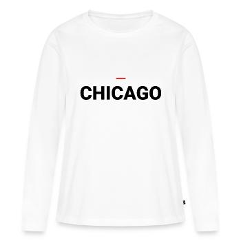 CHICAGO - T-shirt manches longues Premium bio Femme - blanc - Devant - Julia (174cm)