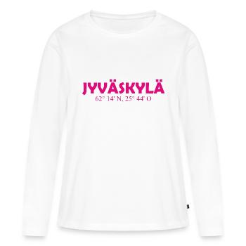 Jyväskylä - Finlande - Coordonnées - Longitude - T-shirt manches longues Premium bio Femme - blanc - Devant - Julia (174cm)