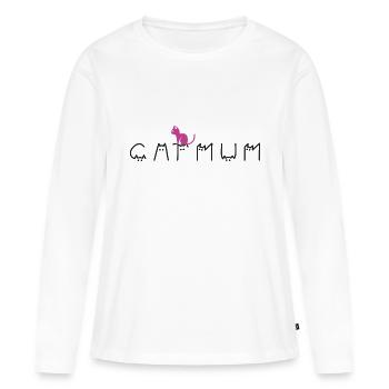 Catmum - Frauen Premium Bio Langarmshirt - Weiß - Vorne - Julia (174cm)