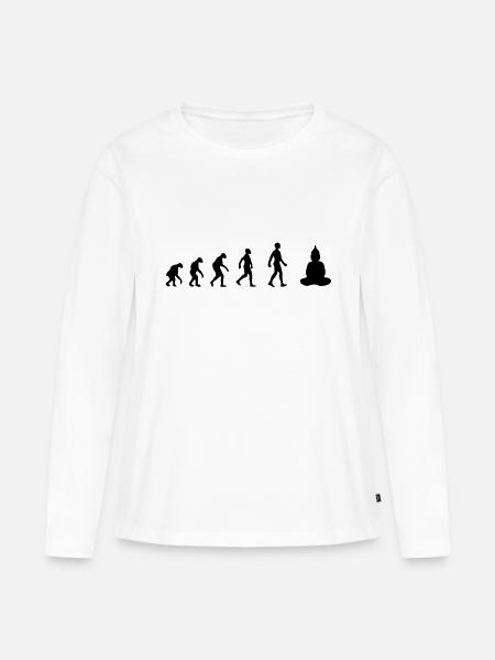 evolution - Frauen Premium Bio Langarmshirt - Weiß