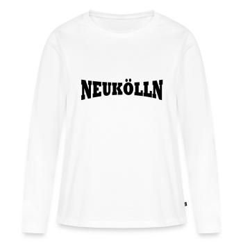 Neukölln lettrage - T-shirt manches longues Premium bio Femme - blanc - Devant - Julia (174cm)