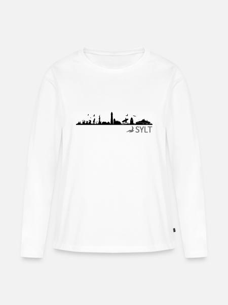 Skyline - Sylt - Frauen Premium Bio Langarmshirt - Weiß