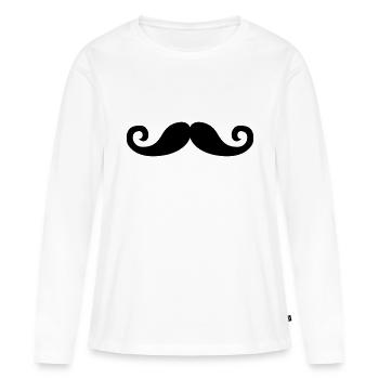 Moustache - T-shirt manches longues Premium bio Femme - blanc - Devant - Julia (174cm)