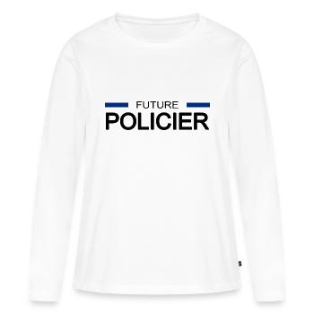 Future policier - T-shirt manches longues Premium bio Femme - blanc - Devant - Julia (174cm)