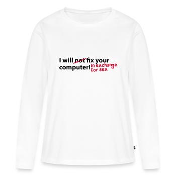 computer sex - T-shirt manches longues Premium bio Femme - blanc - Devant - Julia (174cm)