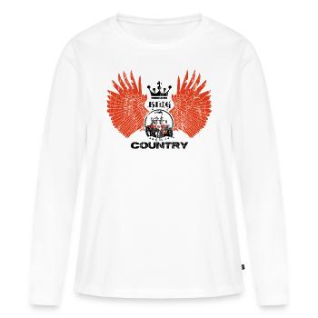 AILES roi du pays noir rouge sur blanc - T-shirt manches longues Premium bio Femme - blanc - Devant - Julia (174cm)