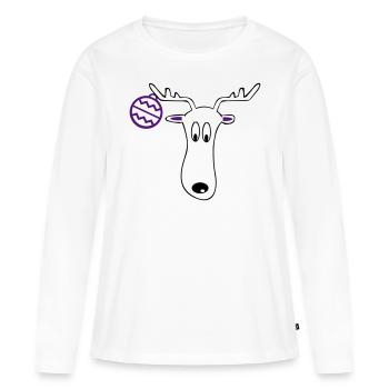 Rennes avec des boules de Noël - T-shirt manches longues Premium bio Femme - blanc - Devant - Julia (174cm)