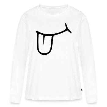 Langue tendue. bouche - T-shirt manches longues Premium bio Femme - blanc - Devant - Julia (174cm)