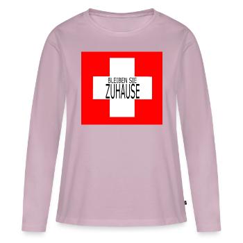 Herr & Frau Schweizer: BLEIBEN SIE ZUHAUSE - Frauen Premium Bio Langarmshirt - Altrosa - Vorne - Julia (174cm)
