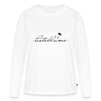 Pusteblume - Schrift + Pusteblume - Frauen Premium Bio Langarmshirt - Weiß - Vorne - Julia (174cm)