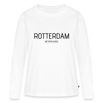 rotterdam - T-shirt manches longues Premium bio Femme - blanc - Devant - Julia (174cm)