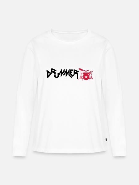 drummer - Frauen Premium Bio Langarmshirt - Weiß