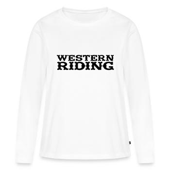 Équitation Western - T-shirt manches longues Premium bio Femme - blanc - Devant - Julia (174cm)