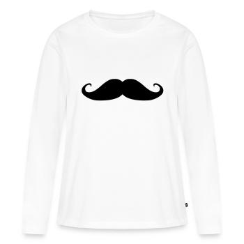 moustache - T-shirt manches longues Premium bio Femme - blanc - Devant - Julia (174cm)