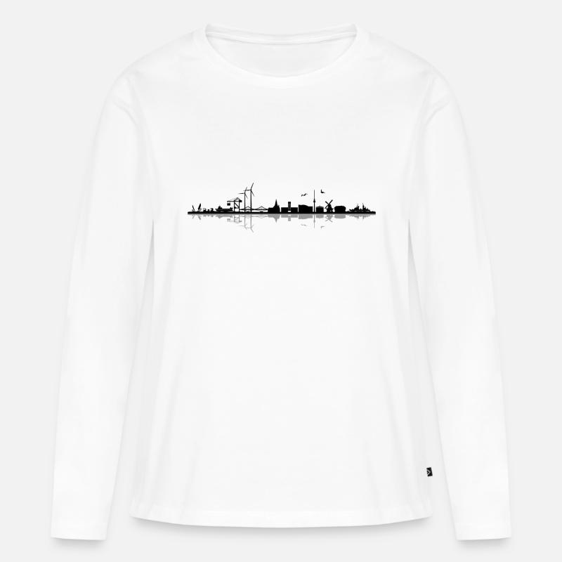 Skyline - Küste Wilhelmshaven - Frauen Premium Bio Langarmshirt - Weiß