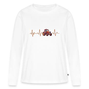 Battement de coeur tracteur - T-shirt manches longues Premium bio Femme - blanc - Devant - Julia (174cm)