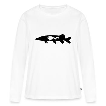 Hecht Mustache Rig - Frauen Premium Bio Langarmshirt - Weiß - Vorne - Julia (174cm)