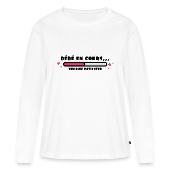 bébé en cours - T-shirt manches longues Premium bio Femme - blanc - Devant - Julia (174cm)