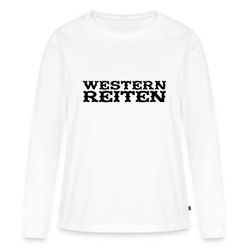 Équitation Western - T-shirt manches longues Premium bio Femme - blanc - Devant - Julia (174cm)