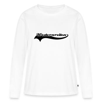 Westernreiten - Frauen Premium Bio Langarmshirt - Weiß - Vorne - Julia (174cm)