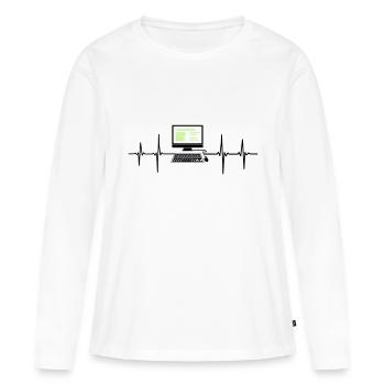 Ordinateur EKG programmeur de rythme cardiaque pc nerd - T-shirt manches longues Premium bio Femme - blanc - Devant - Julia (174cm)