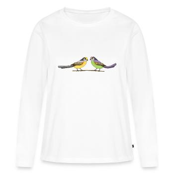 Birds - Women's Premium Organic Long Sleeve Shirt - white - Front - Julia (174cm)