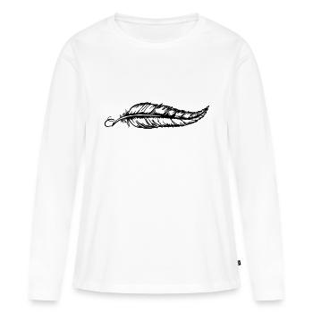 Feder - Frauen Premium Bio Langarmshirt - Weiß - Vorne - Julia (174cm)