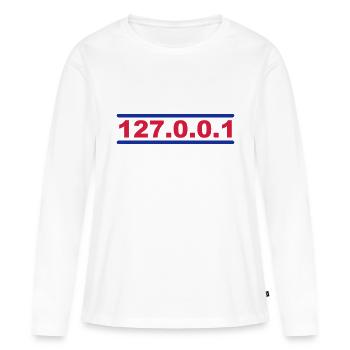 127.0.0.1 - T-shirt manches longues Premium bio Femme - blanc - Devant - Julia (174cm)