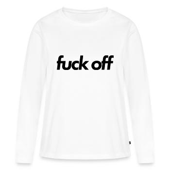 fuck off - T-shirt manches longues Premium bio Femme - blanc - Devant - Julia (174cm)