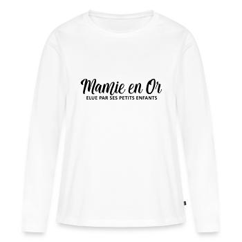Mamie en or - T-shirt manches longues Premium bio Femme - blanc - Devant - Julia (174cm)