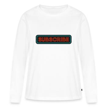 Néon Subscribe Design - T-shirt manches longues Premium bio Femme - blanc - Devant - Julia (174cm)