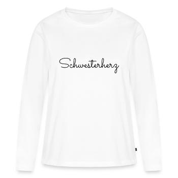 Schwesterherz - Frauen Premium Bio Langarmshirt - Weiß - Vorne - Julia (174cm)