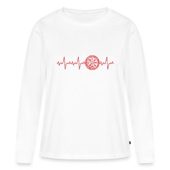 Viking Heartbeat Larp Vegvisir Boussole - T-shirt manches longues Premium bio Femme - blanc - Devant - Julia (174cm)