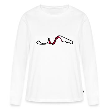 Piste de course du Japon avec drapeau - T-shirt manches longues Premium bio Femme - blanc - Devant - Julia (174cm)