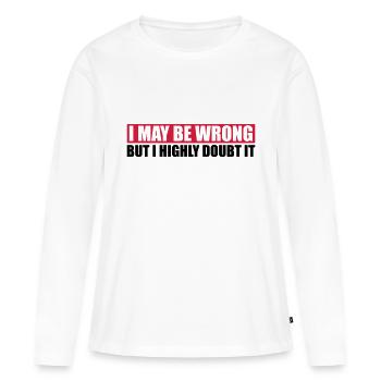 Je peux me tromper - T-shirt manches longues Premium bio Femme - blanc - Devant - Julia (174cm)
